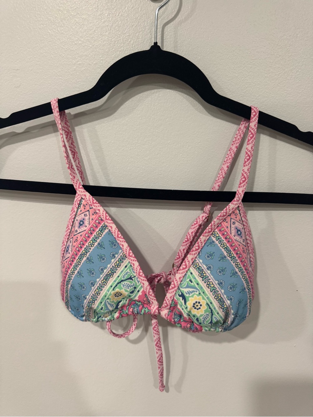 Hollister Pink & Light Blue Paisley Triangle Bralette